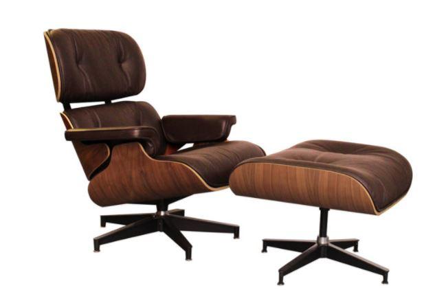 Classic Charles Eames Lounge Chair And Ottoman Replica Chocolate Leather - Walnut - DECOMICA